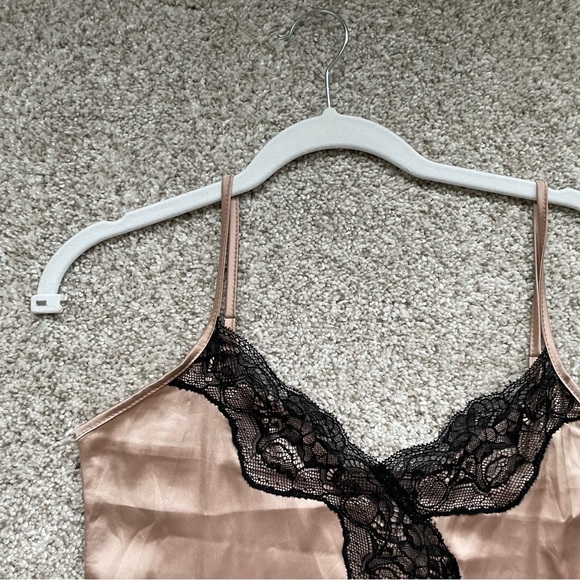 Satin Lace Slit Mini Slip Dress - Picture 4 of 6